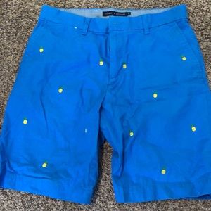 Blue shorts with pineapples